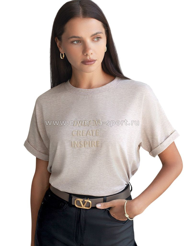 Футболка женская Vilatte D49.117 кофейный меланж_create