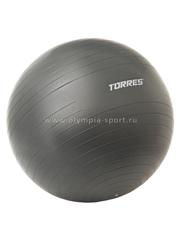 Мяч гимнастический TORRES 85см, эласт.ПВХ, с защит. от взрыва, с насосом, серый